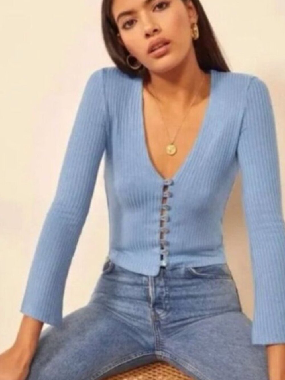 Reformation Pastel Blue Gellar Sweater Size S